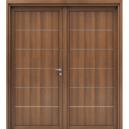Premium Double Wooden Entrance Door 220 × 235 cm Brown, Model M01 | 