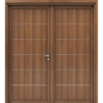Premium Double Wooden Entrance Door, Size 220 × 235 cm, Brown Color, Model M01