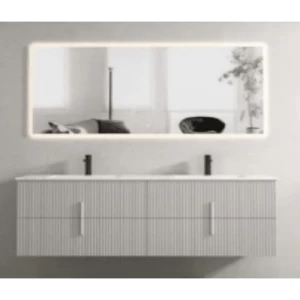 Ceramic Marble Top Decorative Washbasin Double Bowl 80×160 cm, White | Al Muhaidib Sanitary and Ceramic