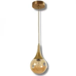 إضاءة معلقة للسقف مفرد ذهبي، سلك بطول 80 سم، طول القطعة 25 سم، عرض 15 سم