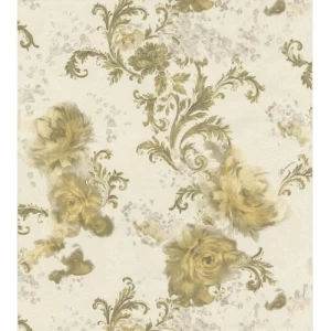 Italian Wallpaper Floral Design 10m x 0.73m Beige Color | Balbaid Decor Company