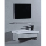 Marble Surface Ceramic Wash Basin Size 50×30 cm, Light Gray Color with Wooden Cabinet