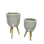 Gray Fiberglass Planter size 30x36x27 cm