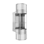 Round panoramic elevator, machine roomless, 1.75 m/s speed, 21 passengers, 1600 KG load, curved glass walls, PVC floor