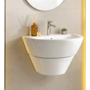 Wall Hung Porcelain Basin Size 61×49×42 cm, Rack Model, White Color | Abyat Company