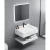Shiny Artificial Marble sink and shelf, with LED Mirror, Height 25 cm, Size 60×50 cm, White Color