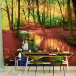 Wall mural for decoration forests design, 300 cm x 280 cm, yellow color