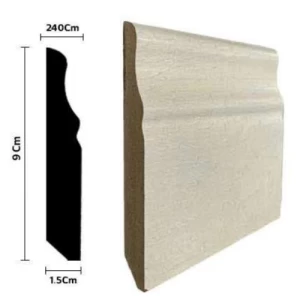 Wooden Skirting Length 240 cm Height 9 cm Light Beige Color, Model 12850 | YT-54732889