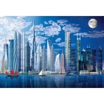 Wall mural for decor cities design, size 366cm × 254 cm, blue color