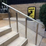  درابزين خارجي ستانلس ستيل للدرج بمقبض دائري 2 انش ارتفاع 110 سم