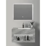 مغسلة رخام صناعي حوض واحد سيراميك 3 الوان، لون رمادي مطفي، مقاس 80 سم