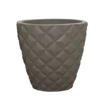 أصيص زراعة دائري، وعاء خرساني، بني فاتح، عرض 55 سم، وارتفاع 52 سم.