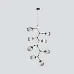Ceiling Chandelier, Black and Gray Color, Diameter 880 mm, Height 1991 mm, 8 Bulbs