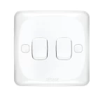 Electrical light switch 2 gang 20 Amp Mira Alfanar Size 7×7 cm Color White 