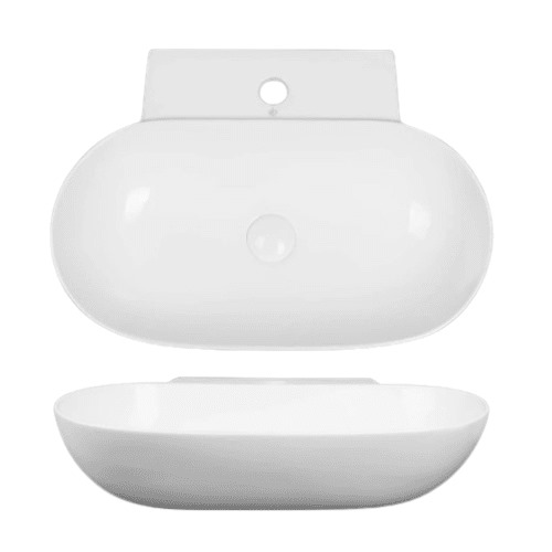 Counter Top Ceramic Oval Wash Basin 12.5x39.5x56 cm, Brilliant White | Hatch Company