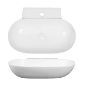 Counter Top Ceramic Oval Wash Basin 12.5x39.5x56 cm, Brilliant White | Hatch Company