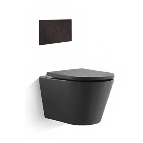 Black Wall Hung Toilet Round Shape 18 cm | Al Muhaidib Sanitary and Ceramic