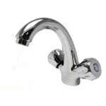 Italian Bathroom Washbasin Mixer Two Lines, Chrome Color