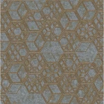 Spanish Wallpaper Gray With Gold Color Geometric Design, Size 10mx0.53 m, Model 1103-4