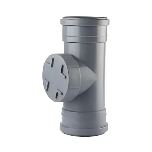 UPVC Plastic Access Tee Size 160 mm, Length 256 mm, Grey Color | Cosmoplast Factory