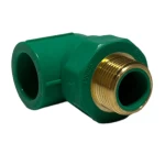 PPR Elbow with Male Brass Insert TPF Size  25 mm × 1/2 Inch   Pressure 25 Bar  Color  Green
