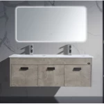 Modern Plywood Double Bath Washbasin, Width 120 cm, Depth 48 cm, Height 50 cm, With LED Mirror, Dark Grey