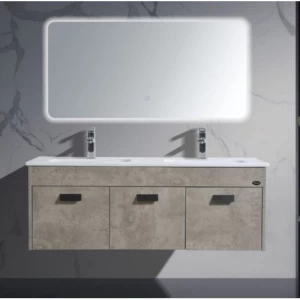 Modern Plywood Double Bath Washbasin 120x48x50 cm, Dark Grey with LED Mirror | Albayt Alaniq Sanitary Tools