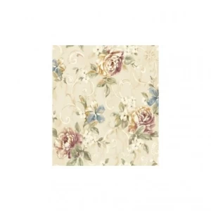 American Wallpaper Floral Design Beige Color, Size 10mx0.53m, Model aq50809 | Balbaid Decor Company