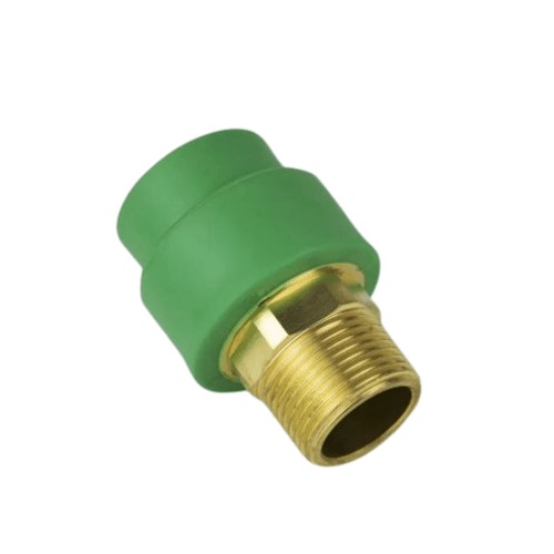 جلبة بلاستيك PPR بسن ذكر هيكس مقاس 1×40 ملم قطر خارجي 51 ملم لون أخضر | مصنع عسك للانابيب الحراريه