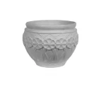 حوض زرع بلاستيك دائري صغير مزغرف الزامل مصنوع من  البولي ايثلين اللون  رمادي