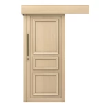 باب سحاب المصنوع من البلاستيك (WPC)، مقاس 600×600 سم، خشب فاتح، موديل EX05