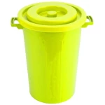 Polyethylene plastic waste bin, dimensions 50 x 50 x 80 cm, capacity 85 liters, yellow color, product code FO6SJ