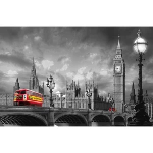 Mural Image Cities Design 175 cm × 115 cm, Gray Color | Balbaid Decor Company