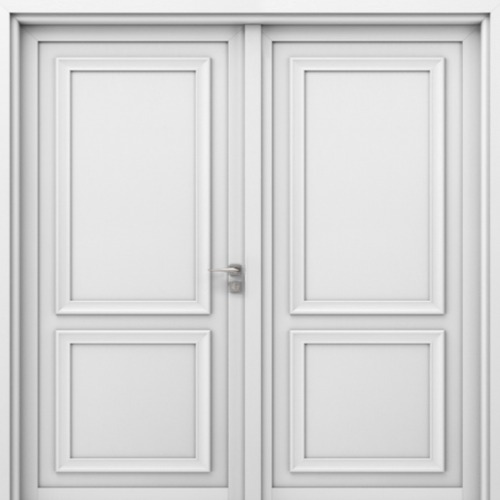 Double Wooden Entrance Door Premium, Size 220 × 235 cm, White, Thickness 6 cm | EX02