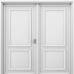  Double Wooden Entrance Door Premium, Size 220 × 235 cm, White Color, Thickness 6 cm, Model EX02