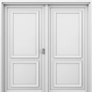 Double Wooden Entrance Door Premium, Size 220 × 235 cm, White, Thickness 6 cm | EX02