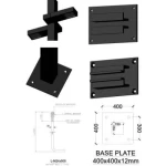 Garden Bollard light, Mounting base 400 x 400 mm, length 4 m, power 50 watts