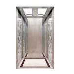 مصعد ركاب بغرفة ماكينة صغيرة، جدران رخام ، سقف ستانلس بإضاءة أكريليك ناعمة، أرضية PVC، حمولة 1000 كجم، يتسع لـ 13 ركاب، سرعة 1 م/ث