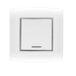 مفتاح كهرباء عريض مفرد ثنائي القطب مع مؤشر ليد 20 امبير أمنية الفنار مقاس 7×7 سم اللون ابيض بحلقة كروم