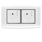 فيش كهرباء مزدوج بمفتاحين ثنائى القطب 13 أمبير  الفنار موديل أمنية المقاس  7x14 اللون أبيض بحلقة سوداء