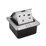 علبة افياش ارضية معدنية فيش ثلاثي 13 امبير، مخرج شحن يو اس بي، مخرج شحن تايب سي، ابعاد 120×120 مم