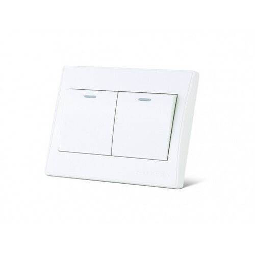 Double Switch 16 Amp One-Way 7x7 cm, White Color | Foutina