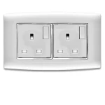 فيش كهرباء مزدوج بمفتاحين ثنائى القطب 13 أمبير  الفنار موديل أمنية المقاس  7x14 اللون فضى بحلقة كروم