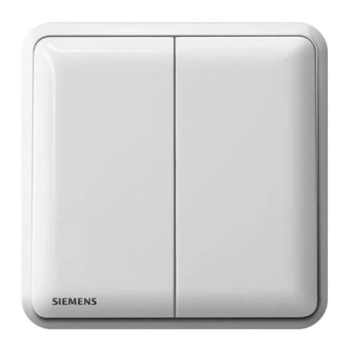 مفتاح كهربائي مزدوج 10 أمبير 1 مسار، 86×86 مم، أبيض | Siemens (Delta Seata)