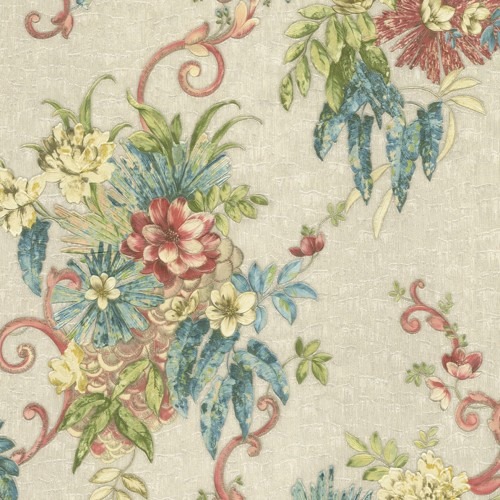 Floral Wall Covering 10m x 1.06m Beige, Model 82875 | Balbaid Decor Company