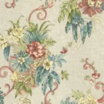 Floral wall covering beige color, length 10m, width 1.06m, model 82875