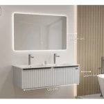 Luxurious Double Basin Plywood Decorative Wash Basin, Width 120 cm, Depth 48 cm, With LED Mirror, White Color
