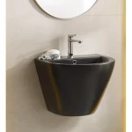 Wall Hung porcelain Basin Size 54×44.5×37 cm, Corso Model, Matt Black Color