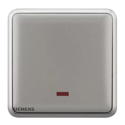 20A 1 Gang Double Pole Switch with Neon Indicator, Dark Silver, 86x86mm, 250V | Siemens (Delta Seata)