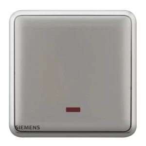 20A 1 Gang Double Pole Switch with Neon Indicator, Dark Silver, 86x86mm, 250V | Siemens (Delta Seata)